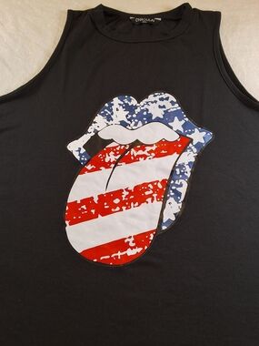 Chaolilai Black Graphic Tank with American Flag Tongue
